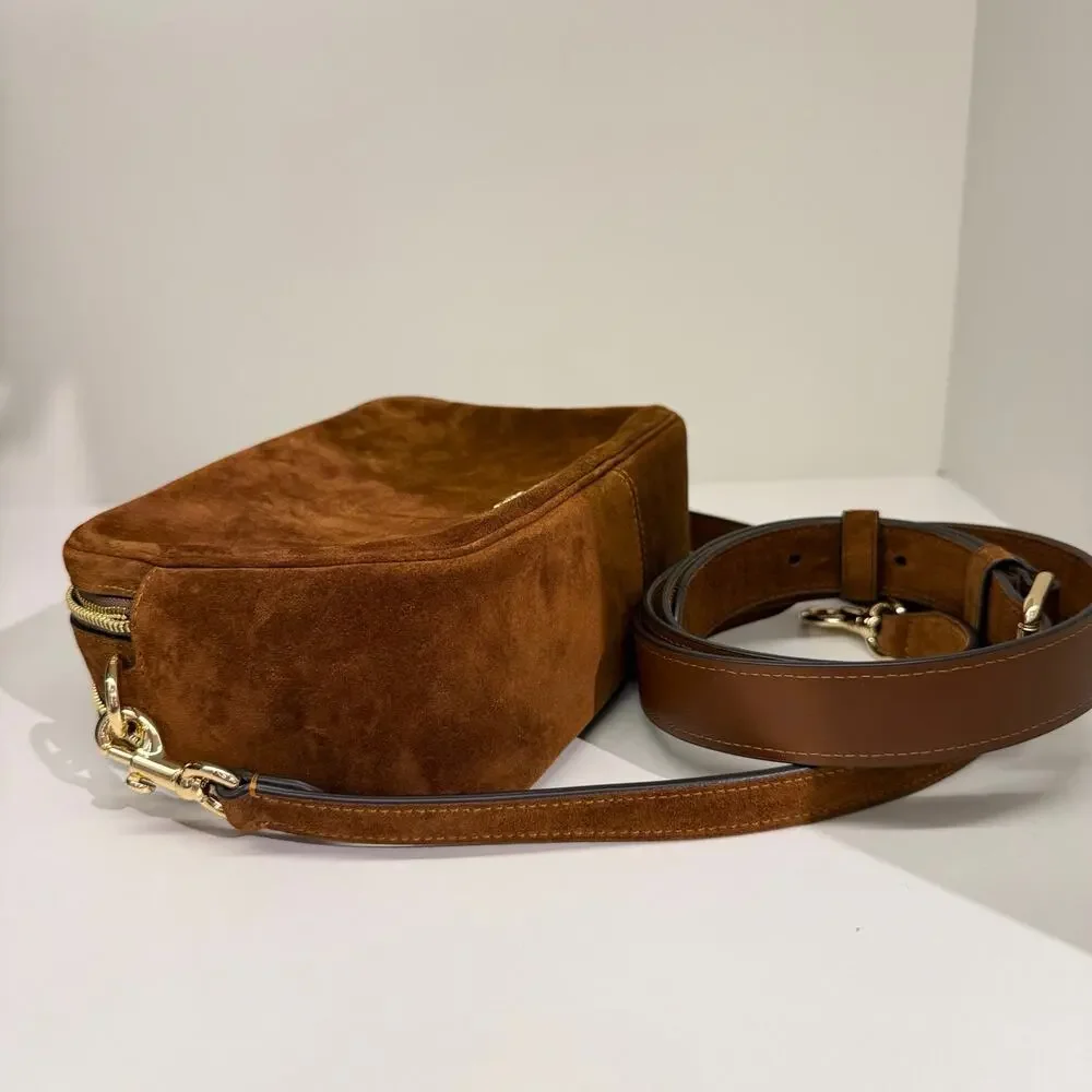 NEW‼️Coach Carey Crossbody Bag  CET39 suede/Gold/Warm Brown
